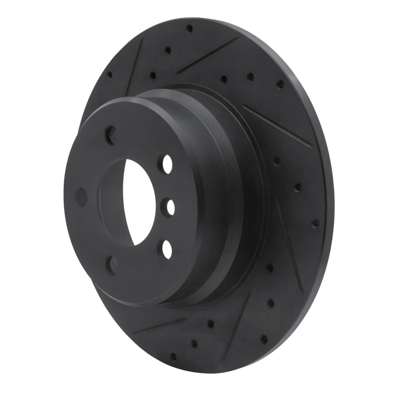 BMW X5 Brake Rotor (1) - Rear Left - R1 Concepts - Drilled & Slotted - Black - `00-`06